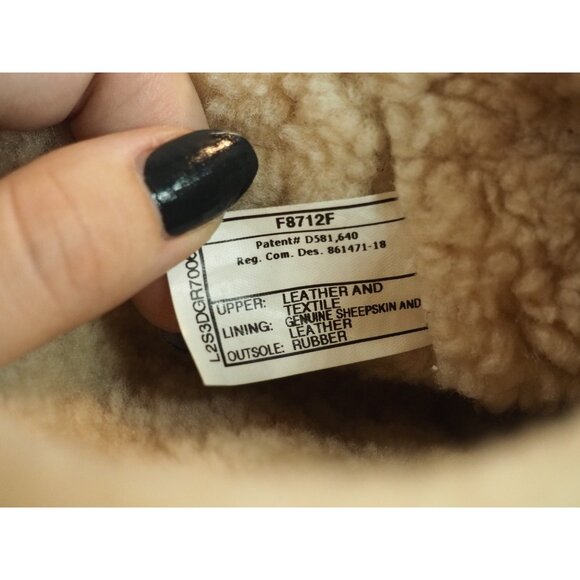 Ugg Black Leather Suede Tweed Cuff Sheepskin Lined Laced Boots, Size 9 (US) - Picture 10 of 12